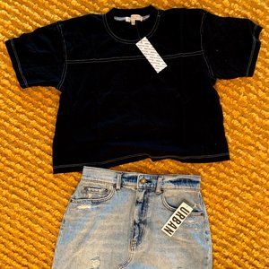 UO Black Crop Top w/ White Stitching NWT orig. $29